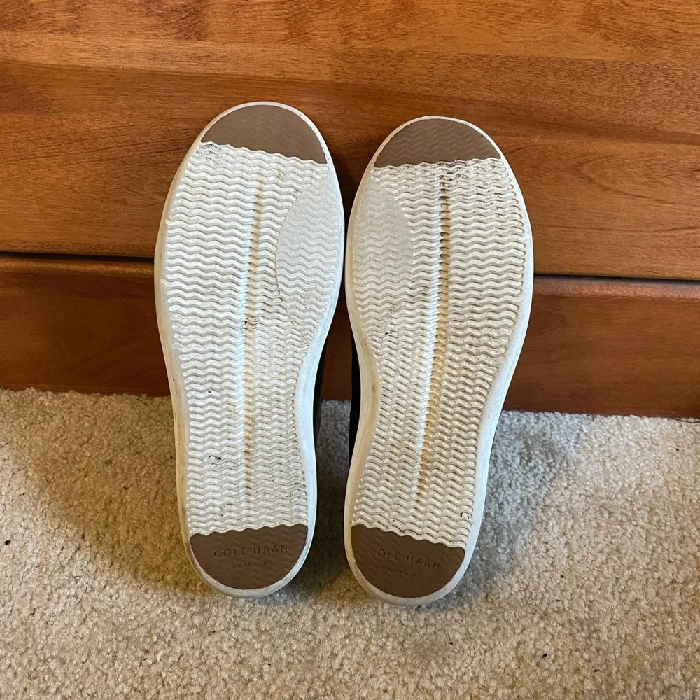 Cole Haan Black Leather Low-Top Sneakers with White Sole - Picture 6 of 7